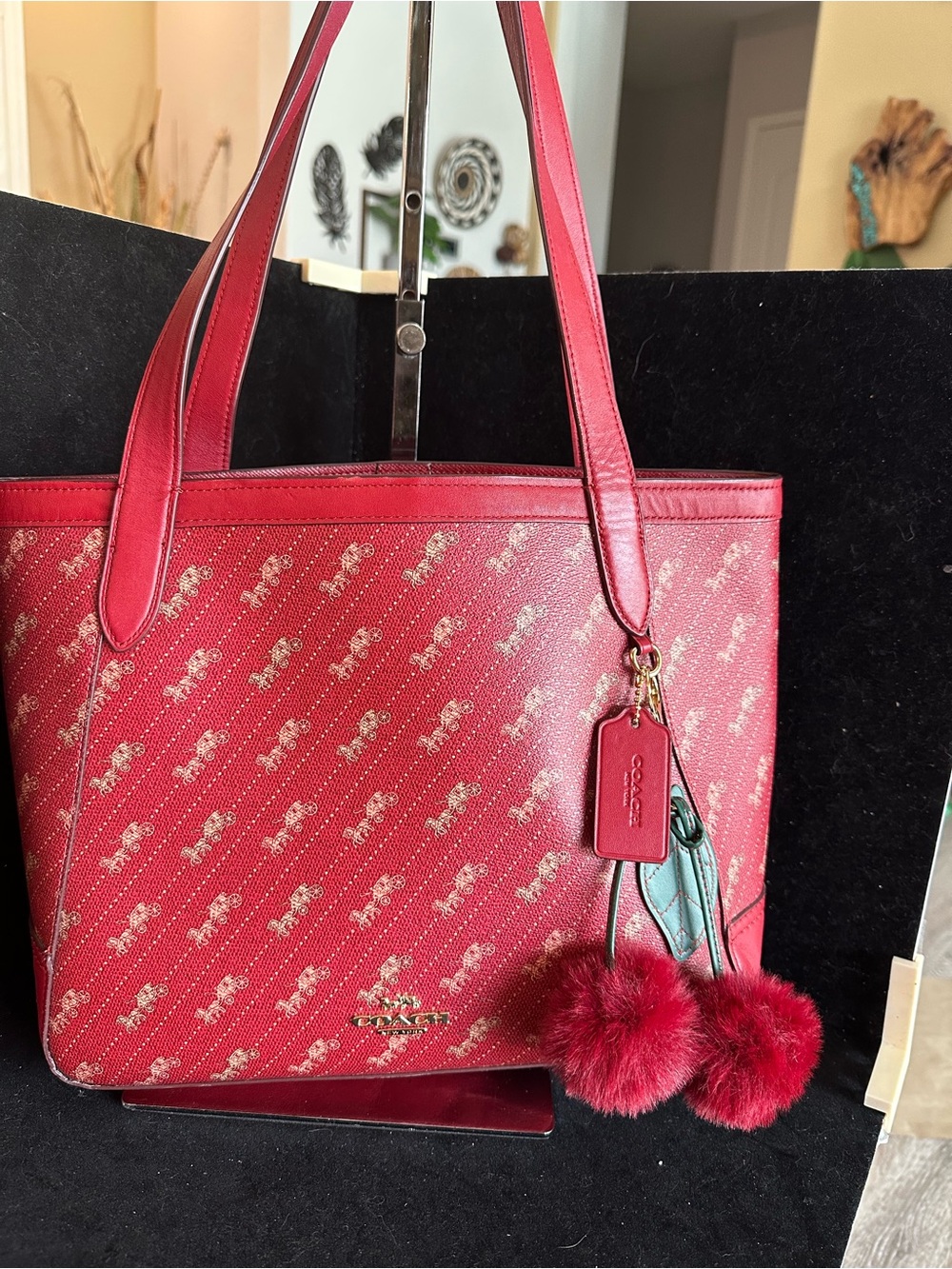 Coach #190  Tote 27 with Horse and Carriage Dot Print